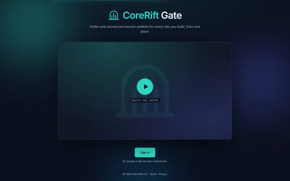 CoreRift Gate home page
