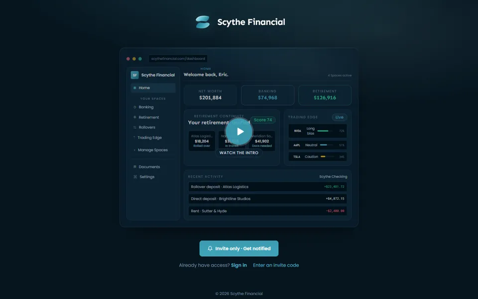Scythe Financial home page